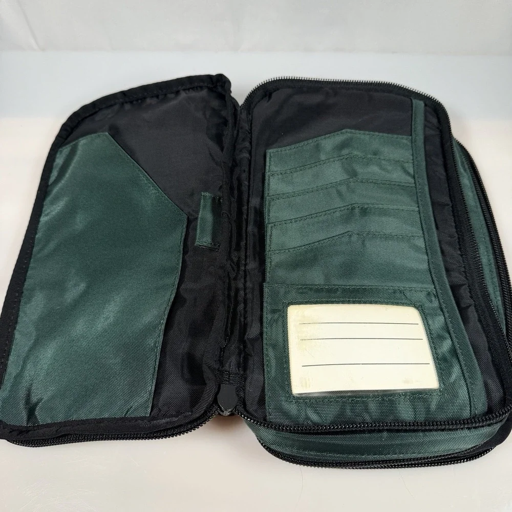 LL Bean Wallet Travel Organizer Cards Money ID Holder Wristlet Dark Green